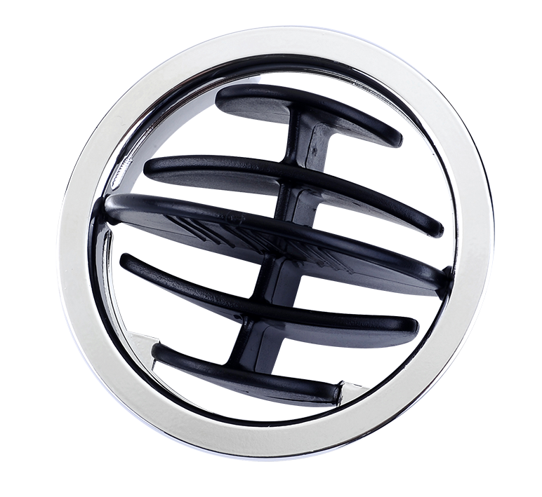 SAÍDA DE AR DO PAINEL INJETADO (MONTADA COMPLETA) PRETA CROMADA